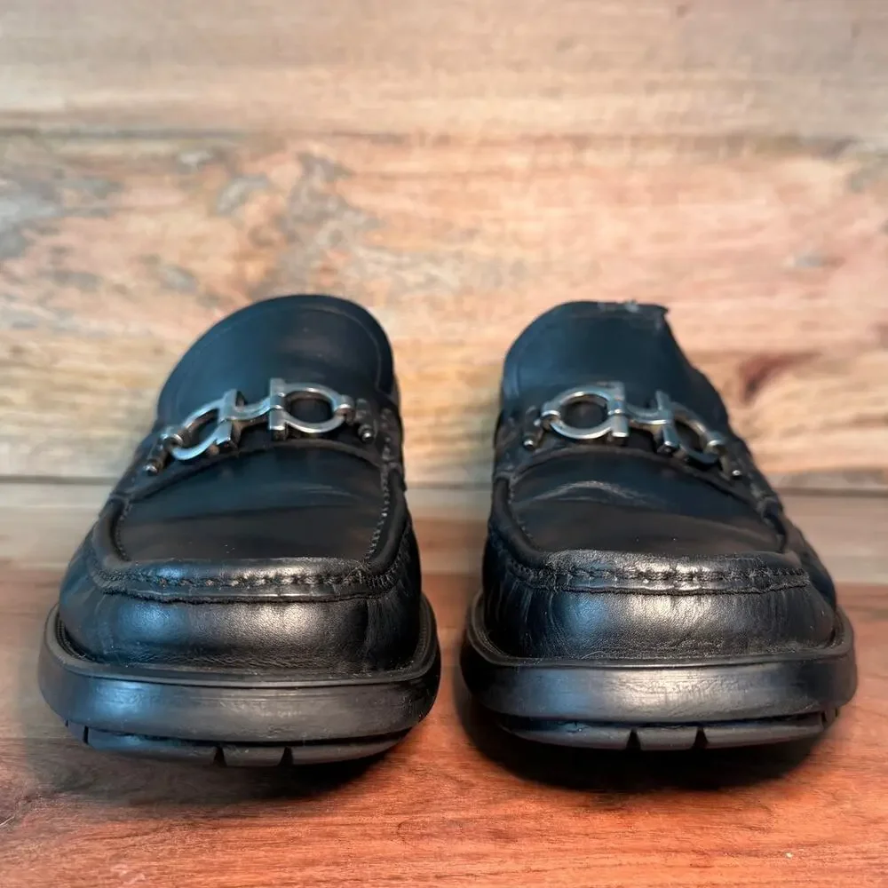 SALVATORE FERRAGAMO Men's US 9 - D Gancini Horsebit Master Black Leather Loafer